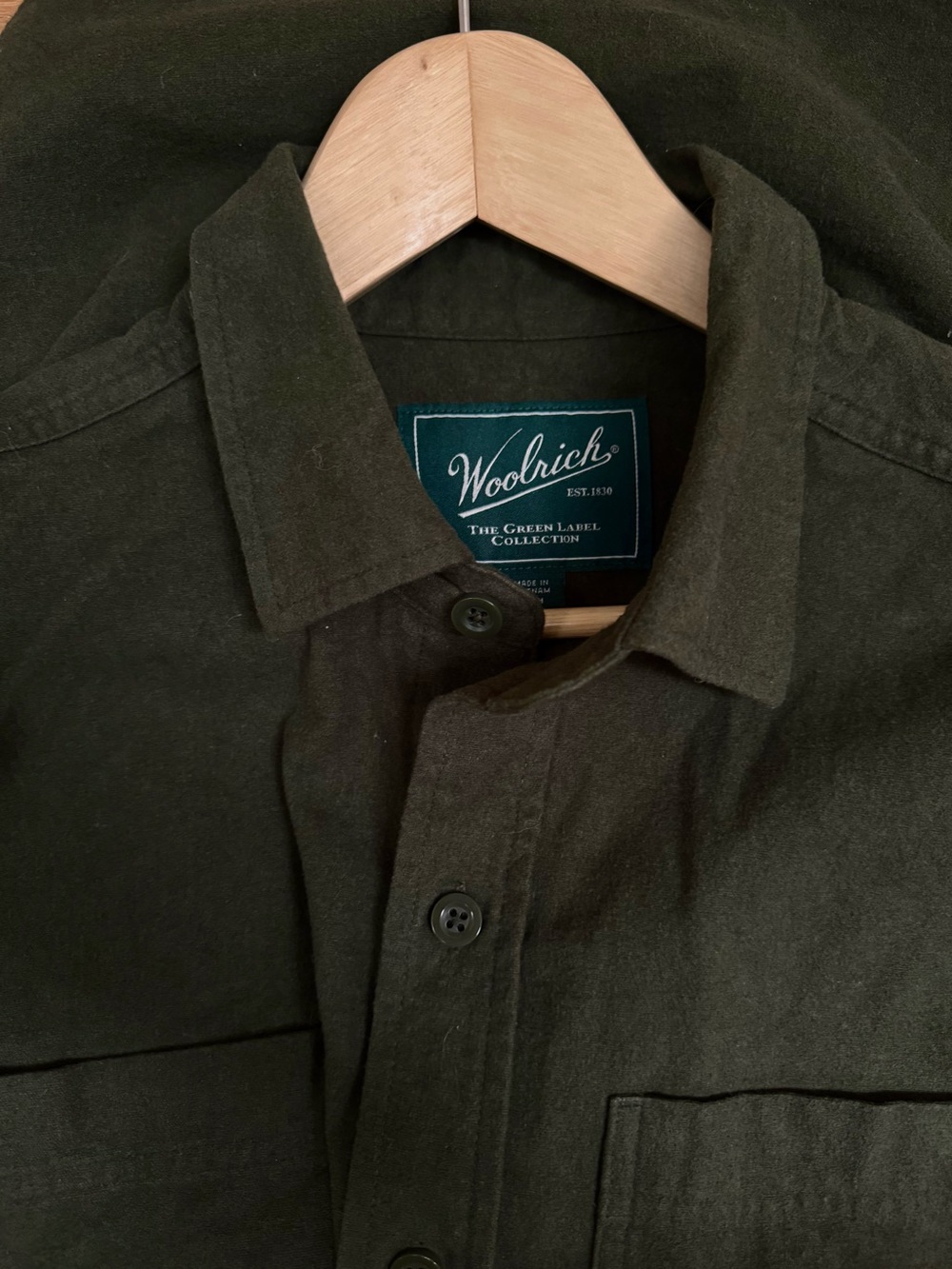 Woolrich Olive Green Button-Front Shirt Jacket